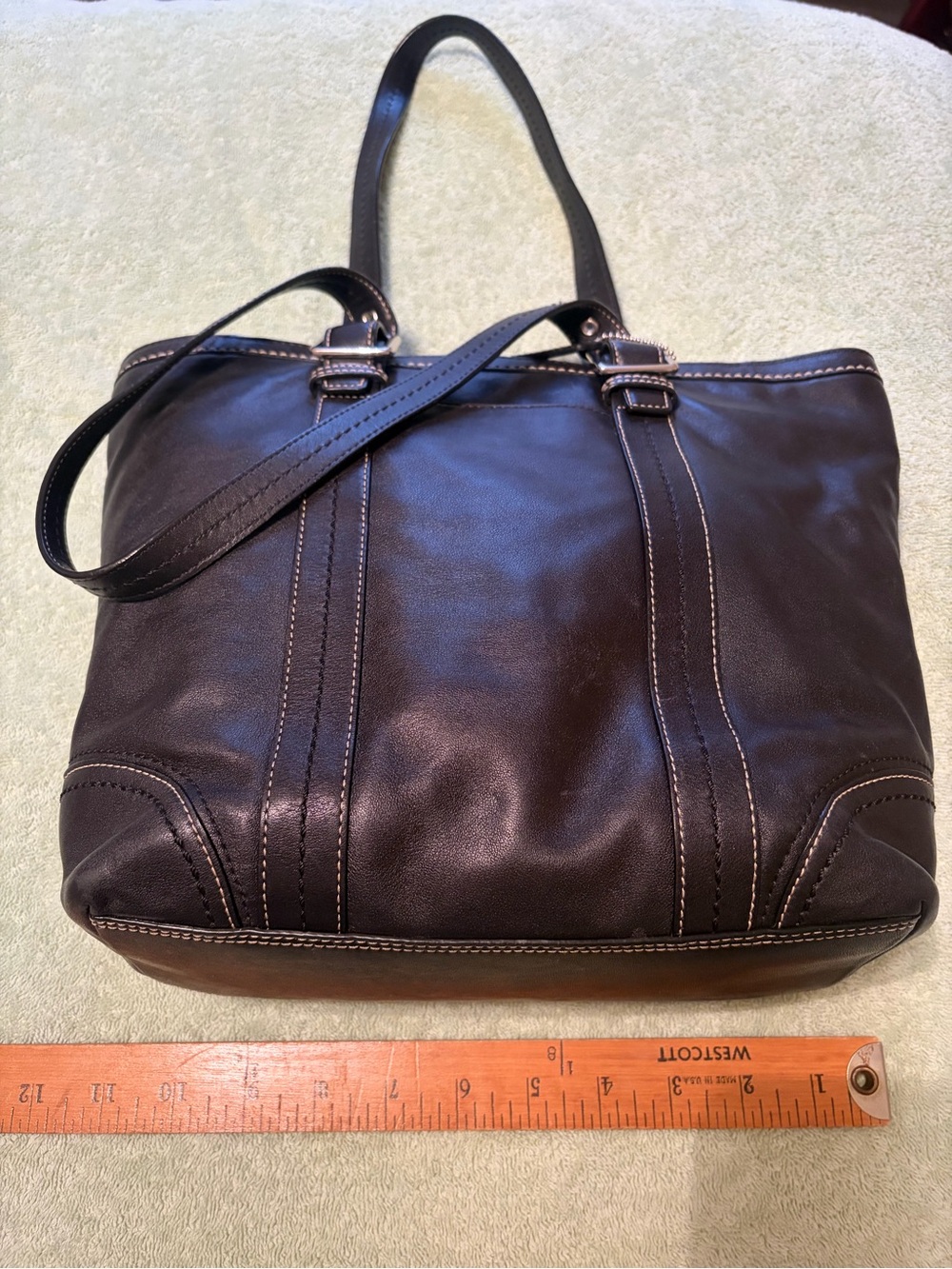 Coach Black Leather Shoulder Tote with Buckle Straps - Picture 11 of 15